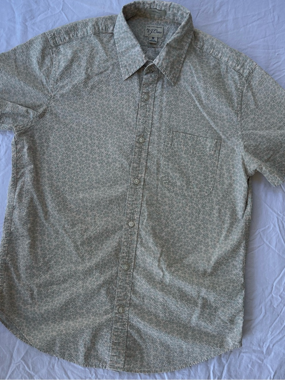 J. Crew Short-Sleeve Button-Down Shirt in Light Gray Floral